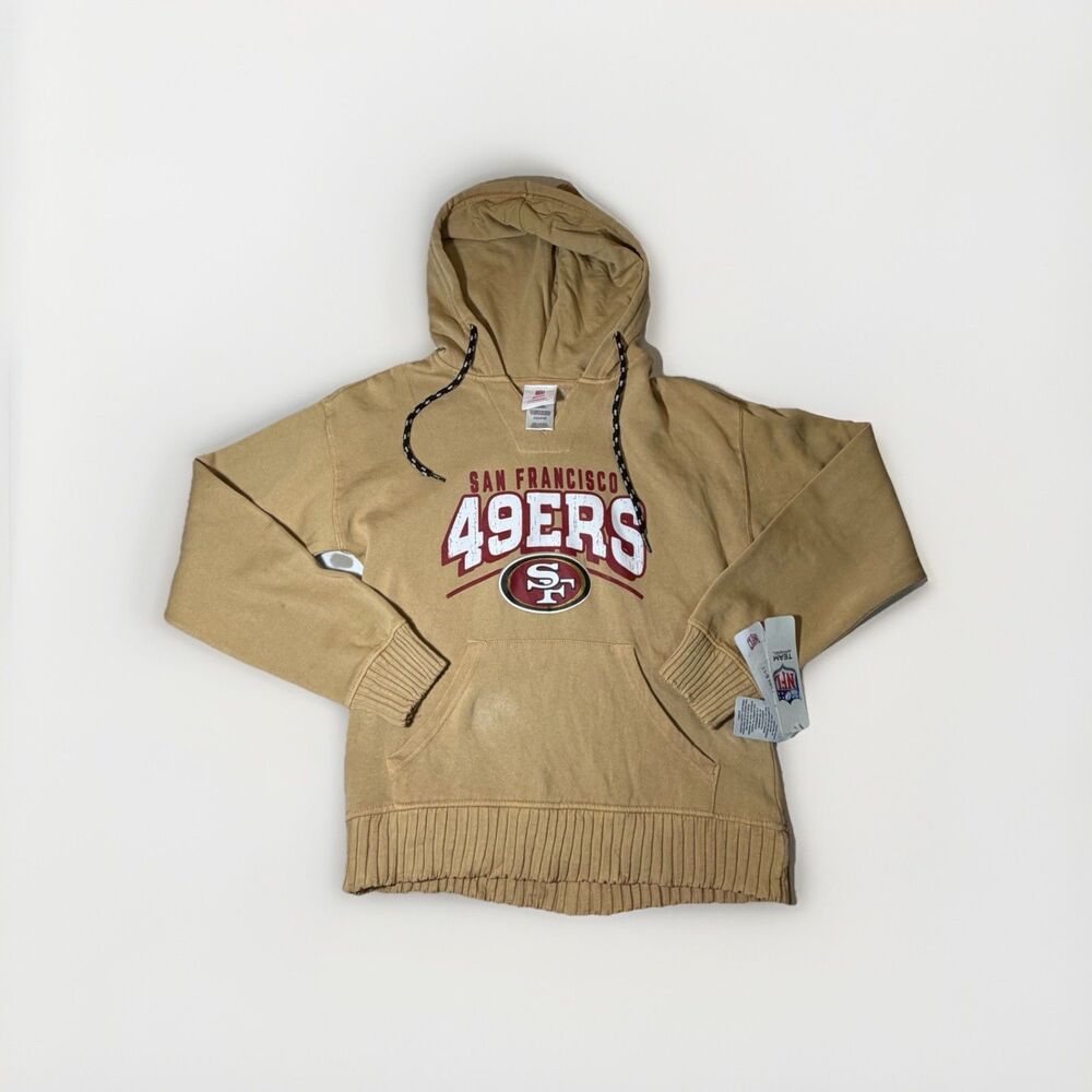 NWT San Francisco 49ers Hoodie Girls Small 3/5 Beige NFL Light Staining